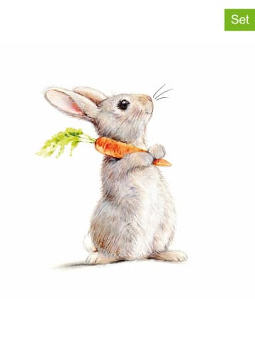 ppd 2er-Set: Servietten "Rabbit & Carrot" in Grau/ Orange/ Weiß - 2x 20 Stück
