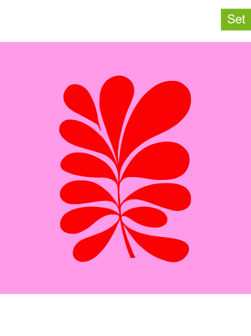 ppd 2-delige set: servetten "Paula red" roze/rood - 2x 20 stuks