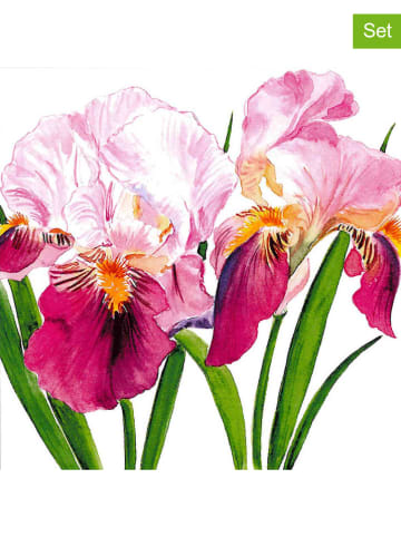 ppd 2-delige set: servetten "Sweet Iris" roze/wit - 2x 20 stuks