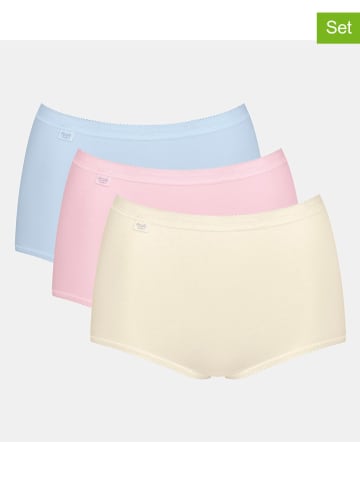 Sloggi Pełne figi high waist (3 pary) w kolorze żółtym, różowym i błękitnym