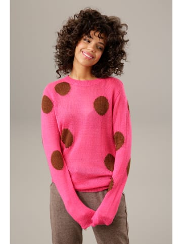 Aniston Pullover in Pink/ Braun