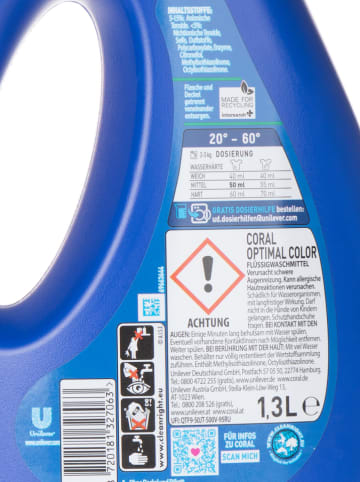 Coral 3er-Set: Flüssigwaschmittel "Optimal Color", je 1,3 l