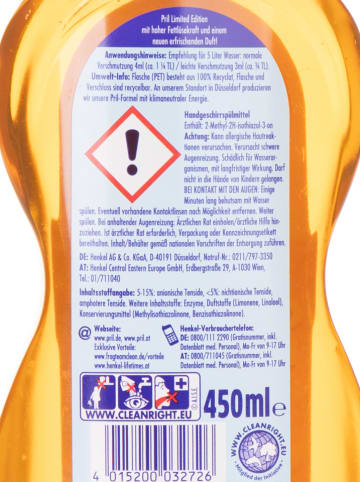 Pril 4er-Set: Handspülmittel "Orange Limette", je 450 ml