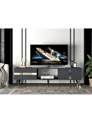my interior Szafka RTV "Vania" w kolorze czarnym - 150 x 50 x 30 cm