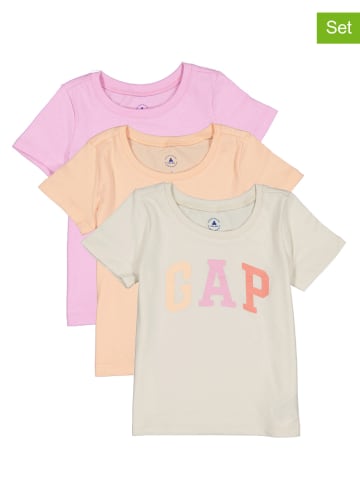 GAP 3er-Set: Shirts in Rosa/ Orange/ Beige