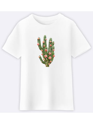 WOOOP Koszulka "Cactus and roses" w kolorze białym