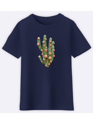 WOOOP Shirt "Cactus and roses" in Dunkelblau