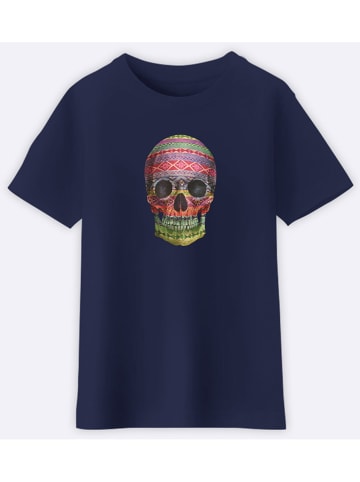 WOOOP Koszulka "Navajo skull" w kolorze granatowym