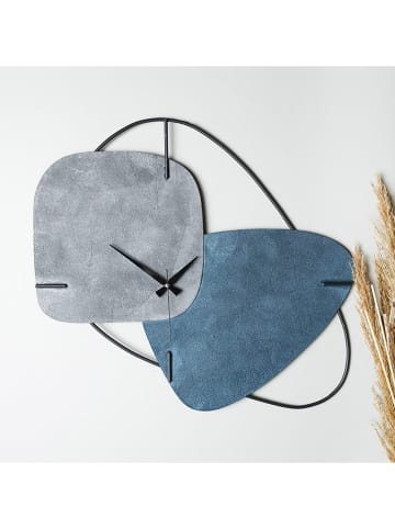 ABERTO DESIGN Wandklok "Brazil" blauw/lichtgrijs - (B)64,5 x (H)42,5 cm