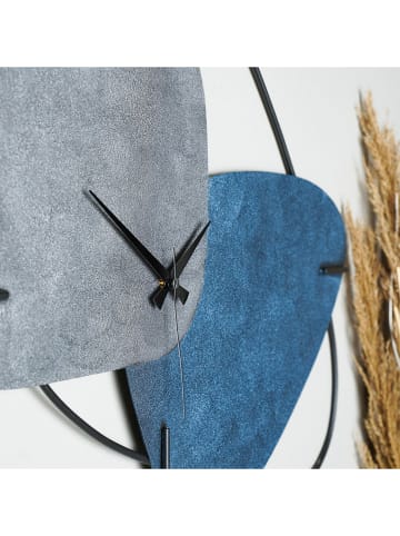 ABERTO DESIGN Wandklok "Brazil" blauw/lichtgrijs - (B)64,5 x (H)42,5 cm