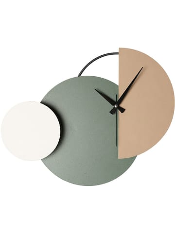 ABERTO DESIGN Wandklok "Mateen" groen/ichtbruin/crème - (B)47 x (H)31 cm