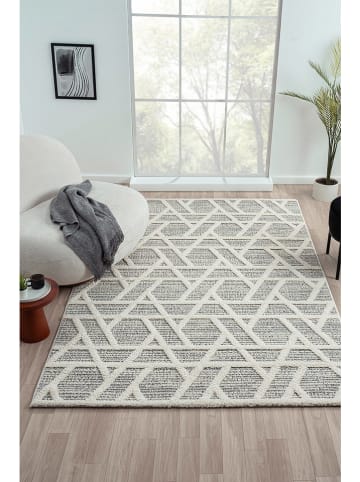 ABERTO DESIGN Hochflor-Teppich "Sevilla" in Creme/ Hellgrau