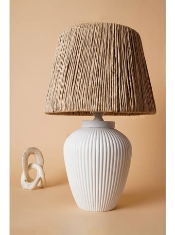 ABERTO DESIGN Lampa stołowa w kolorze biało-jasnobrązowym - 52 x Ø 33 cm