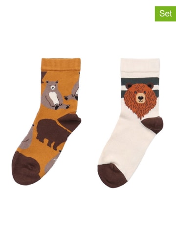 Walkiddy 2er-Set: Socken "Baby Bears" in Braun/ Creme