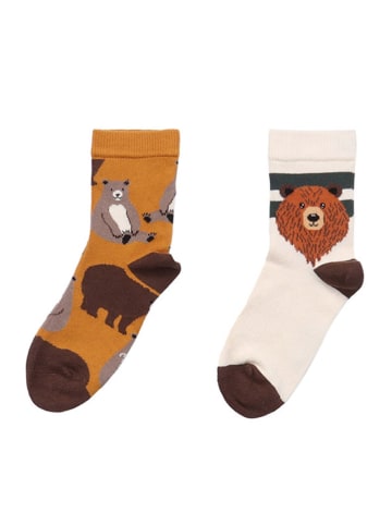 Walkiddy 2er-Set: Socken "Baby Bears" in Braun/ Creme