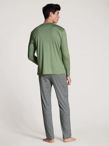 Calida Pyjama in Grün/ Grau