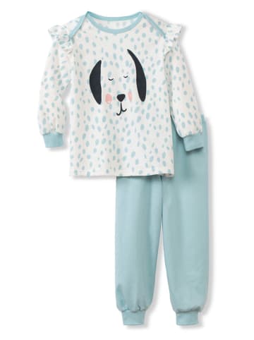 Calida Pyjama wit/lichtblauw