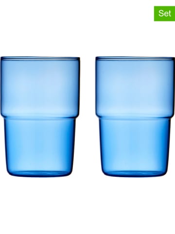 Lyngby Glas 2-delige set: drinkglazen blauw - 400 ml