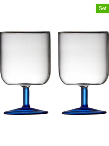 Lyngby Glas 2-delige set: wijnglazen blauw - 300 ml