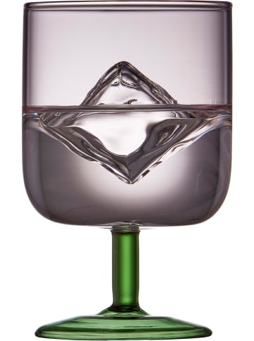 Lyngby Glas 2-delige set: wijnglazen lichtroze/groen - 300 ml