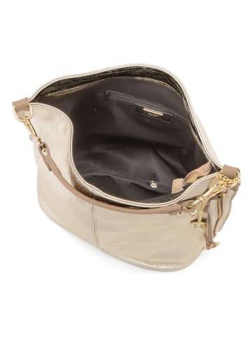 Anna Morellini Leder-Schultertasche "Greta" in Gold - (B)34 x (H)38 x (T)17 cm