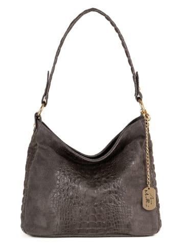Anna Morellini Skórzany shopper bag "Linda" w kolorze szarym - 29 x 24 x 8 cm