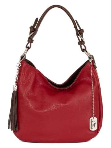 Anna Morellini Leder-Schultertasche "Fiorella" in Rot - (B)30 x (H)27 x (T)9 cm