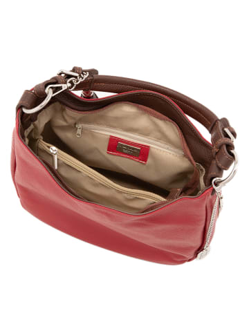 Anna Morellini Leder-Schultertasche "Fiorella" in Rot - (B)30 x (H)27 x (T)9 cm