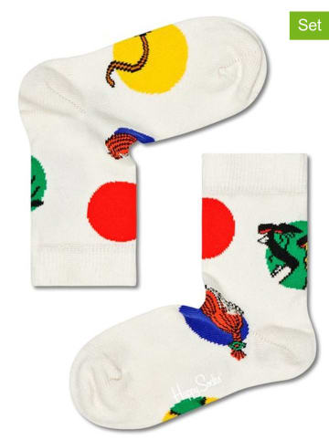 Happy Socks Skarpety (2 pary) w kolorze białym ze wzorem