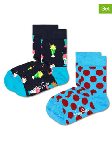 Happy Socks Skarpety (2 pary) w kolorze czarnym i błękitnym