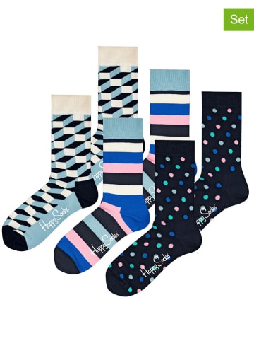 Happy Socks 6er-Set: Socken in Bunt/ Dunkelblau