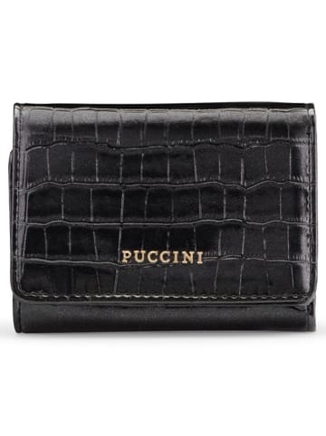 Puccini Leren portemonnee zwart - (B)12 x (H)10 x (D)3 cm