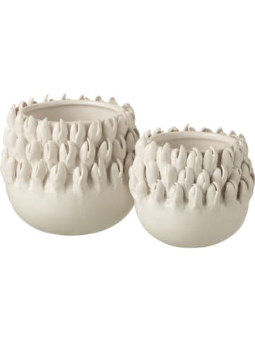 J Line Overpot "Ibiza" wit - (H)14,5 x Ø 15,5 cm