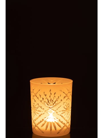 J Line Windlicht "Santorini" in Weiß - (H)12,5 x Ø 10 cm