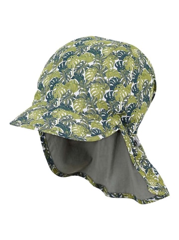 Sterntaler Dwustronna czapka w kolorze zielonym z osłoną karku