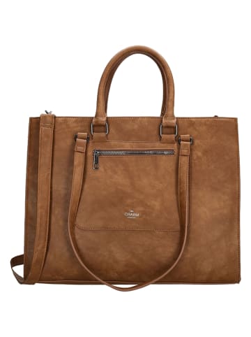 Charm Shopper bag "Liberty" w kolorze jasnobrązowym - 40 x 31 x 15 cm