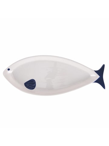Villa d´Este Serveerplateau "Fish" wit/donkerblauw - (L)31 x (B)12,5 cm