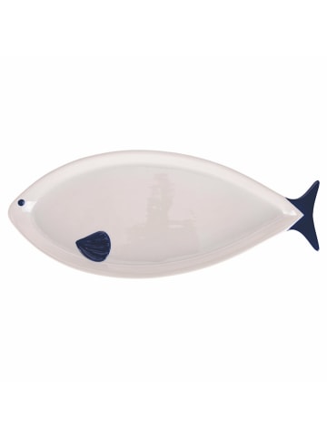 Villa d´Este Serveerplateau "Fish" wit/donkerblauw - (L)37 x (B)15,3 cm