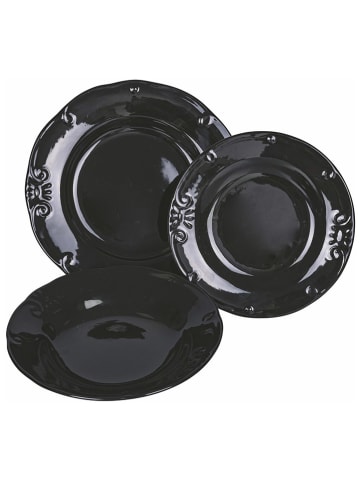 Villa d´Este 12-delig tafelservies "Duchessa" zwart/lichtgrijs