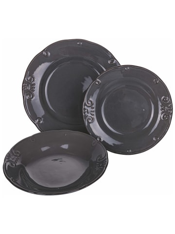 Villa d´Este 12-delig tafelservies "Duchessa" zwart/lichtgrijs