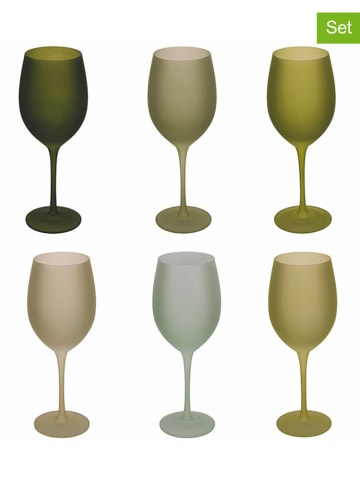 Villa d´Este 6-delige set: wijnglazen "Happy Hour" groen - 650 ml