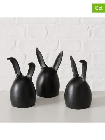Boltze 3-delige set: decoratieve objecten "Eggi" zwart - (H)12 cm