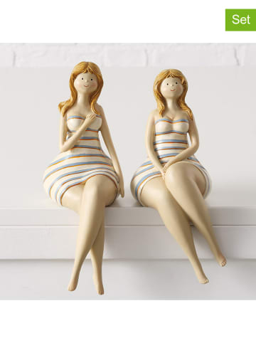 Boltze Figurki siedzące (2 szt.) "Mareile" w kolorze beżowym - wys. 22 x Ø 8 cm
