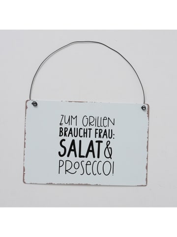 Boltze 6er-Set: Schild "Grillon" in Schwarz/ Grau - (B)21 x (H)14 cm