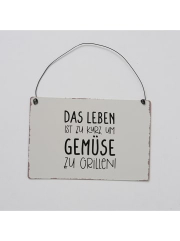 Boltze 6er-Set: Schild "Grillon" in Schwarz/ Grau - (B)21 x (H)14 cm