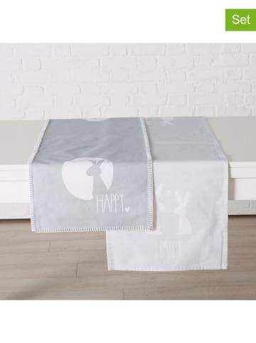 Boltze 2er-Set: Tischläufer "Jody" in Grau - (L)140 x (B)40 cm