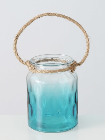 Boltze Świeczniki (3 szt.) "Agua" w kolorze niebiesko-błękitnym - wys. 15 x Ø 11 cm