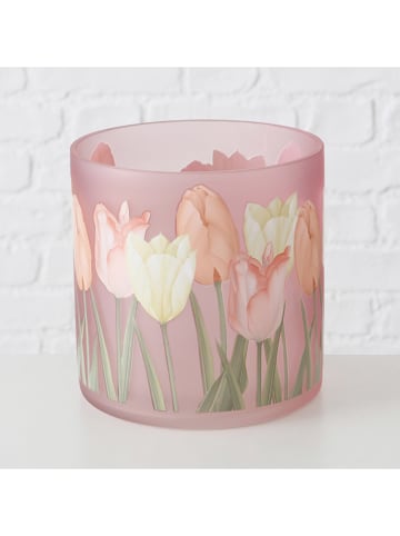 Boltze 3er-Set: Windlicht "Tulipa" in Grün/ Rosa - (H)15 cm