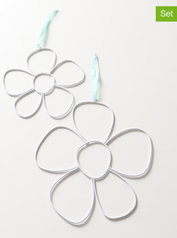 Boltze 2-delige set: decoratieve hangers "Saki" wit