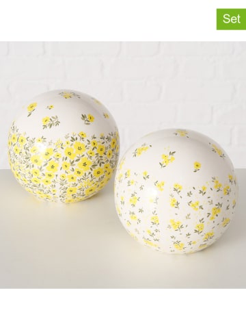 Boltze 2-delige set: decoratieve ballen "Mayla" geel - Ø 16 cm